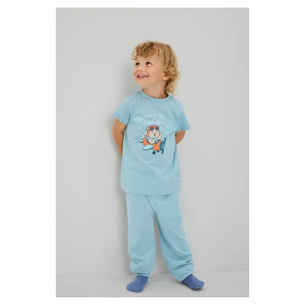 Defacto 2li Mavi Baskılı Kısa Kollu Pijama Takımı Erkek Bebek H5629a526au - Görsel 8