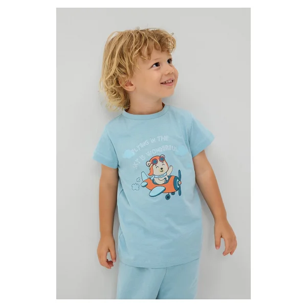 Defacto 2li Mavi Baskılı Kısa Kollu Pijama Takımı Erkek Bebek H5629a526au - Görsel 3