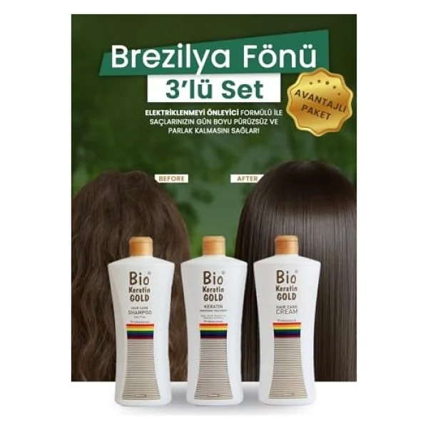 Bio Keratin Kalıcı Brezilya Fönü 3'lü Set 700 Ml - Görsel 3