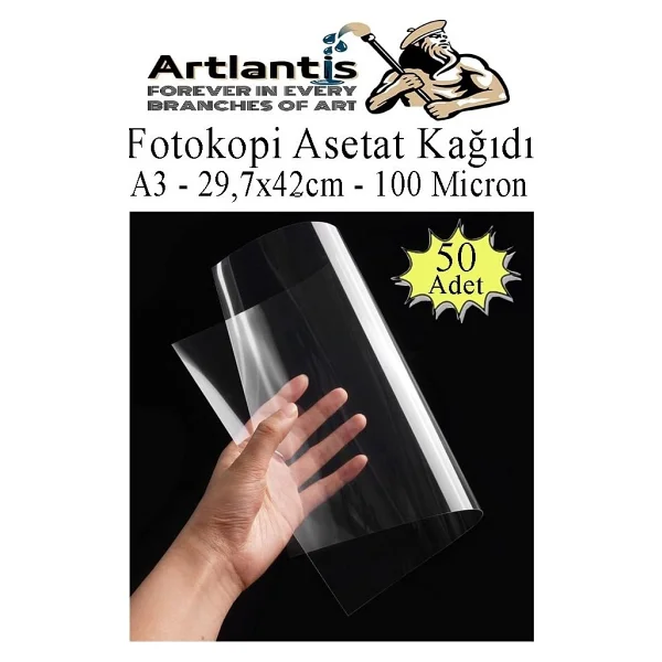 Asetat Kağıdı Pvc A3 50 Adet 100 Micron Fotokopi Asetatı Şeffaf A3 Kağıdı 29.7x42 Projektör Tepegöz - Görsel 2