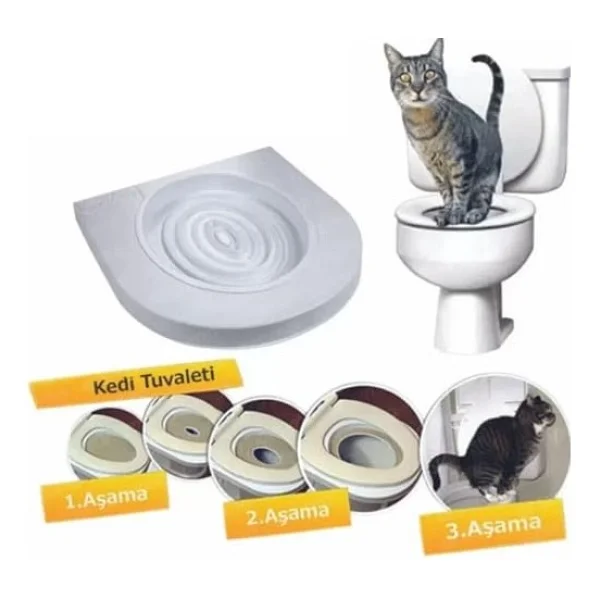 Özel Üretim Klozet Alıştırma Kapağı Kum Kabı Wc Yavru Yetişkin Kedi Hijyenik Tuvalet Eğitim Seti - Görsel 2