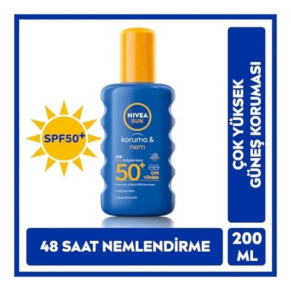 Nivea Sun Güneş Sonrası Nem Spreyi 200 Ml Ve Nıvea Sun Spf 50+ Koruma & Nem Güneş Spreyi, Suya Dayanıklı Nemlendirici Güneş Kremi (200 Ml) - Görsel 4