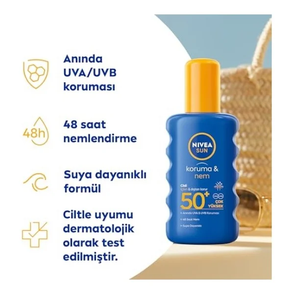 Nivea Sun Güneş Sonrası Nem Spreyi 200 Ml Ve Nıvea Sun Spf 50+ Koruma & Nem Güneş Spreyi, Suya Dayanıklı Nemlendirici Güneş Kremi (200 Ml) - Görsel 5