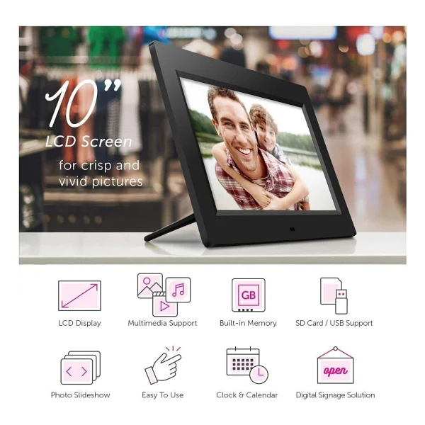 Kingboss 10 İnç Lcd Ekran Dijital Fotoğraf Çerçevesi Müzik Çalma Video+Mp3 - Görsel 2