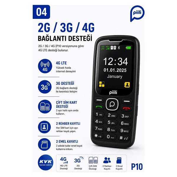 Piili P10 Cep Telefonu Siyah - Görsel 4
