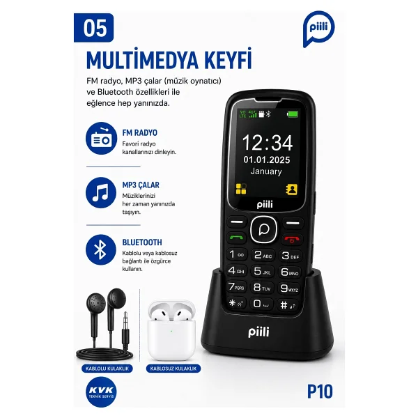 Piili P10 Cep Telefonu Siyah - Görsel 5