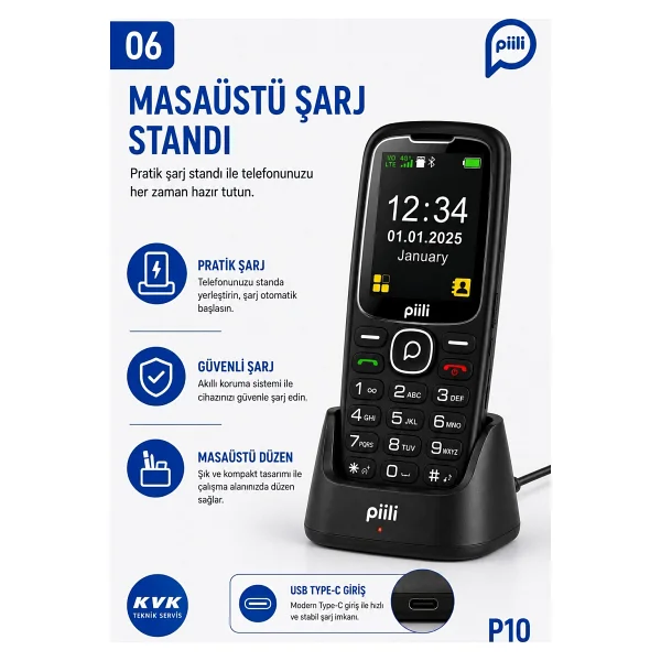 Piili P10 Cep Telefonu Siyah - Görsel 6