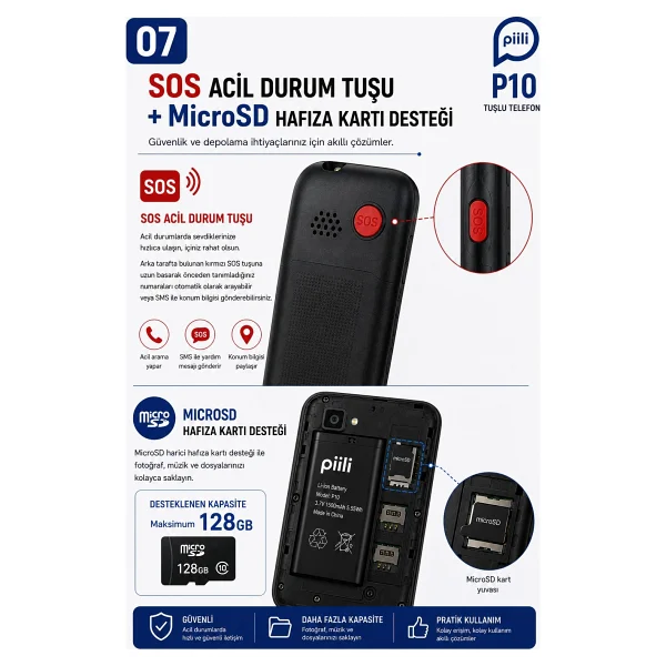 Piili P10 Cep Telefonu Siyah - Görsel 7