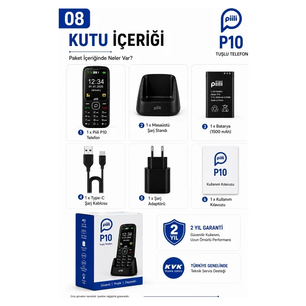 Piili P10 Cep Telefonu Siyah - Görsel 8