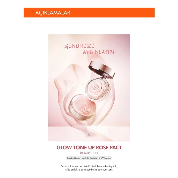 Missha Glow Tone Up Rose Pact Ton Eşitşeyici Spf 50 Pa++Krem Kapatıcı - Görsel 3