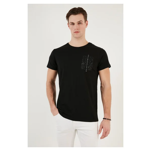 Buratti Bisiklet Yaka Pamuklu Slim Fit Erkek T Shirt 541QUINT AÇIK GRİ - Görsel 7
