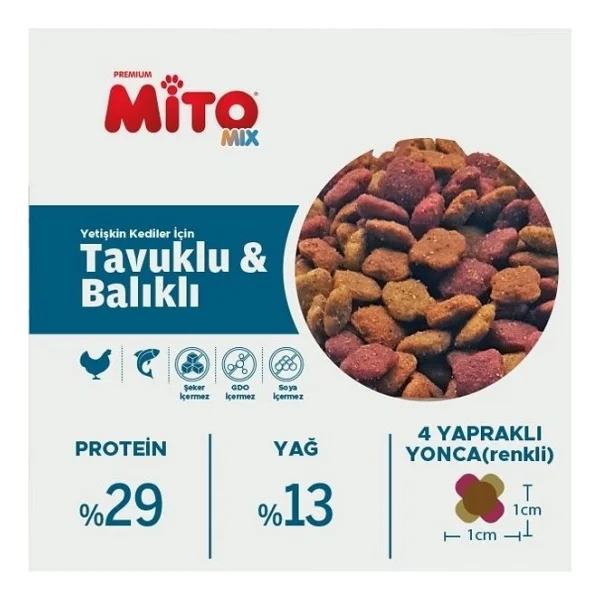 Mito Mix 15 Kg Tavuklu Balıklı Yetişkin Kedi Maması Ekonomik Mama Segmenti Premium Kalite - Görsel 3