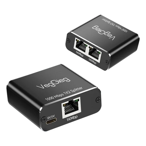 Veggieg 1 Giriş 2 Çıkış Rj45 Gigabit Ethernet Çoklayıcı Splitter Adaptör - Görsel 2