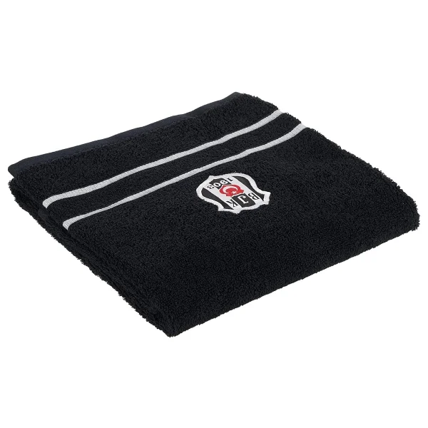 Taç Beşiktaş Arma Lisanslı Düz%100 Pamuk Yüz Havlusu, Siyah, 50x90 Cm - Görsel 2