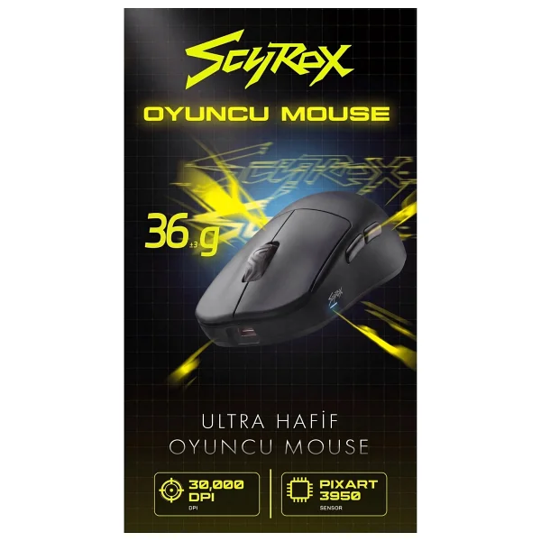 Scyrox V8 Sarı Optik Kablolu/Kablosuz Oyuncu Mouse - Görsel 9
