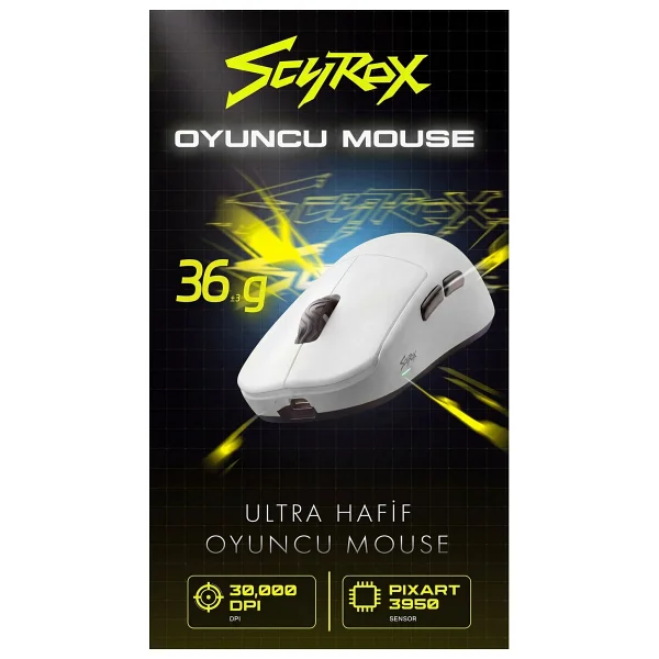 Scyrox V8 Sarı Optik Kablolu/Kablosuz Oyuncu Mouse - Görsel 10