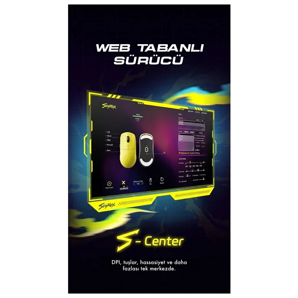 Scyrox V8 Sarı Optik Kablolu/Kablosuz Oyuncu Mouse - Görsel 5