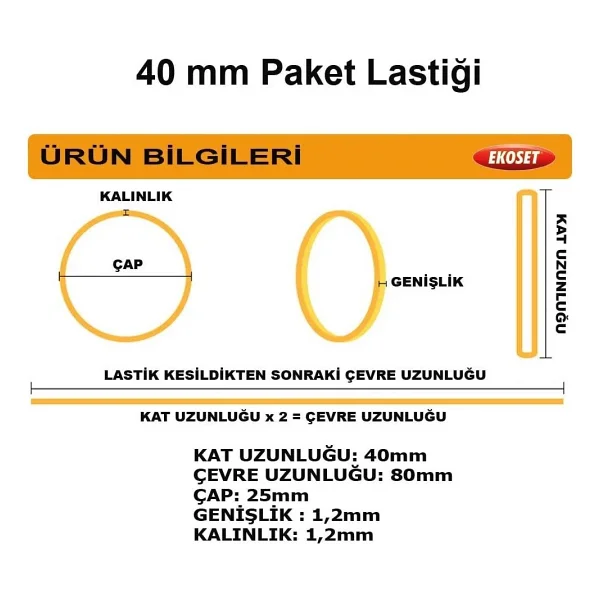 Ekoset Kauçuk Paket Ambalaj Para Lastiği 40'lık 1 Kg 40mm - Görsel 4
