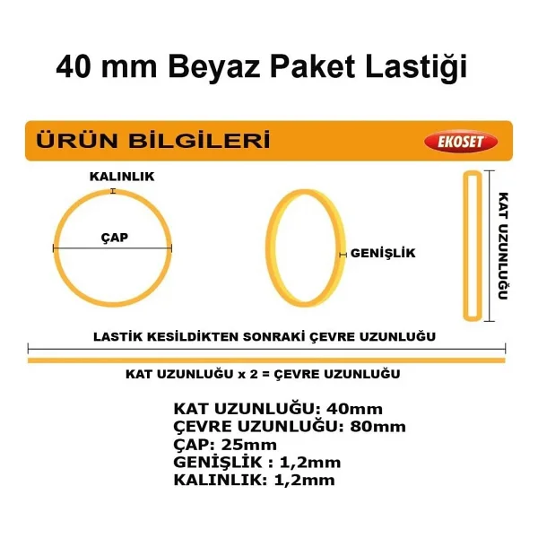 Ekoset Beyaz Paket Ambalaj Toka Para Lastiği 1000 Adet 40mm - Görsel 4