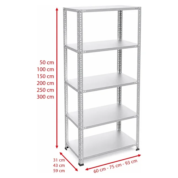 Rafburada 5 Katlı Galvaniz Çelik Raf - Depo, Arşiv, Kiler, Dosya, Market Rafı - 20x60 Cm-100 Cm-0.70 Mm - 20x60x100 0,70 Mm - Görsel 5
