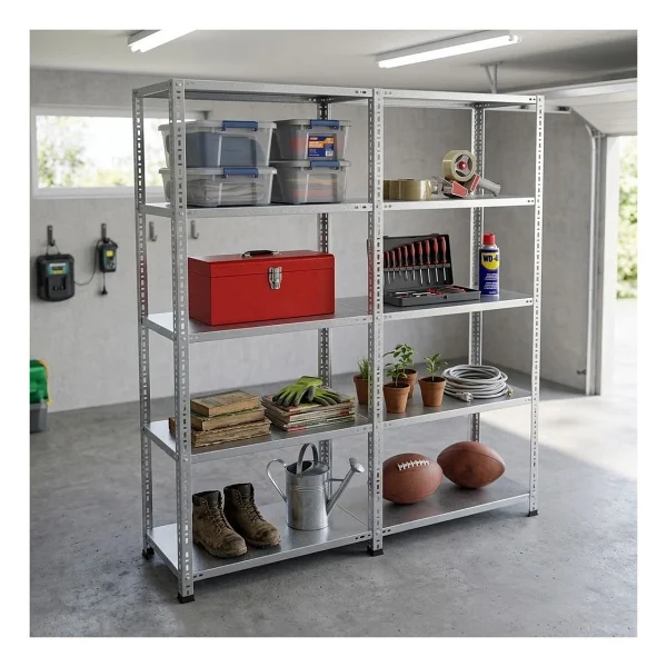 Rafburada 5 Katlı Duble Galvaniz Çelik Raf - Depo, Arşiv, Kiler, Dosya, Market Rafı - 43 X 120 X 200 Cm - Görsel 8