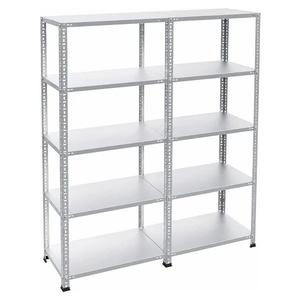 Rafburada 5 Katlı Duble Galvaniz Çelik Raf - Depo, Arşiv, Kiler, Dosya, Market Rafı - 43 X 120 X 200 Cm - Görsel 2