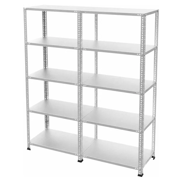 Rafburada 5 Katlı Duble Galvaniz Çelik Raf - Depo, Arşiv, Kiler, Dosya, Market Rafı - 43 X 120 X 200 Cm - Görsel 3