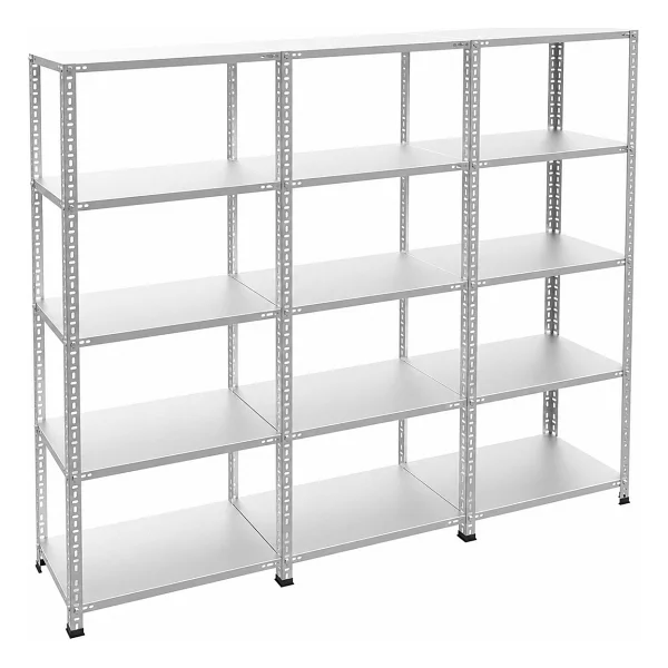 Rafburada 5 Katlı 3'lü Galvaniz Çelik Raf - Depo, Arşiv, Kiler, Dosya, Market Rafı - 31x60 Cm-200 Cm-0.70 Mm - 31 X 180 X 200 Cm - Görsel 2