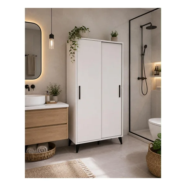 Afilli Lisa Sürgülü Çok Amaçlı Kiler Dolabı Beyaz Mdf 6 Raflı 180 Cm Yükseklik 116 Cm Genişlik - Görsel 6
