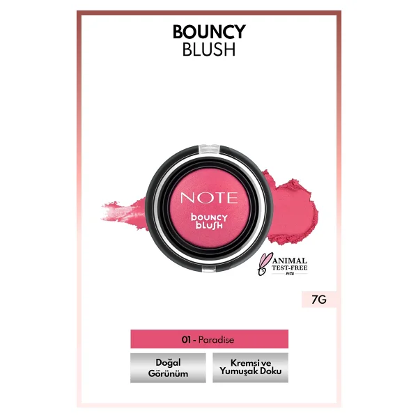 Note Bouncy Blush 01 Paradise Krem Allık - Görsel 3