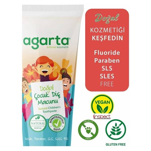 Agarta Doğal Çilekli 75 Ml Florürsüz Çocuk Diş Macunu - Görsel 3