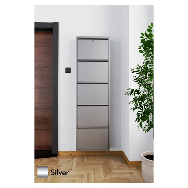Evdemo Kilitli 5 Kapaklı Metal Ayakkabılık Silver Gümüş - Görsel 8
