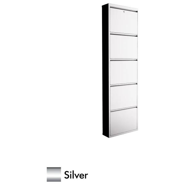 Evdemo Kilitli 5 Kapaklı Metal Ayakkabılık Silver Gümüş - Görsel 5