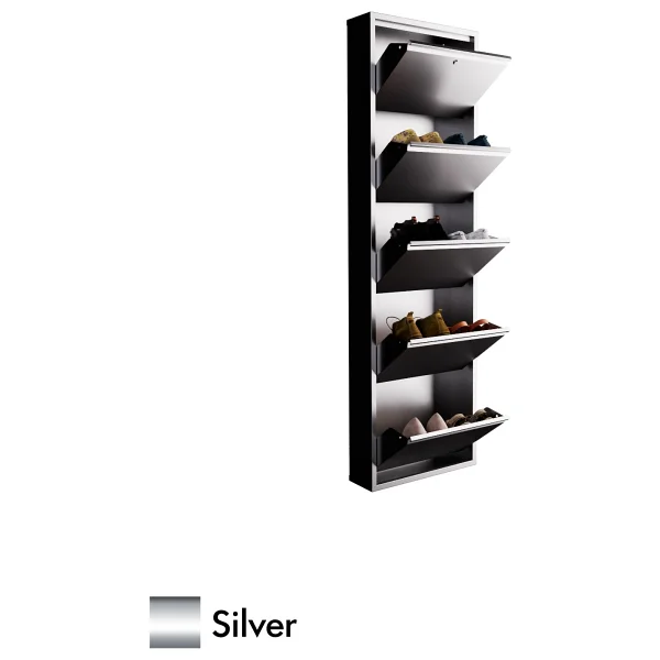 Evdemo Kilitli 5 Kapaklı Metal Ayakkabılık Silver Gümüş - Görsel 6