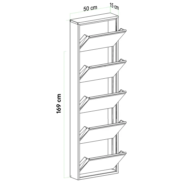 Evdemo Kilitli 5 Kapaklı Metal Ayakkabılık Silver Gümüş - Görsel 7