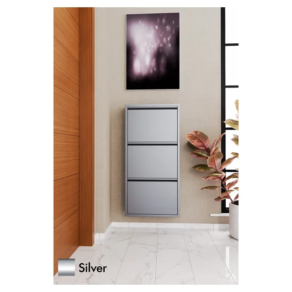 Evdemo 3 Kapaklı Metal Ayakkabılık Lacivert - Görsel 10