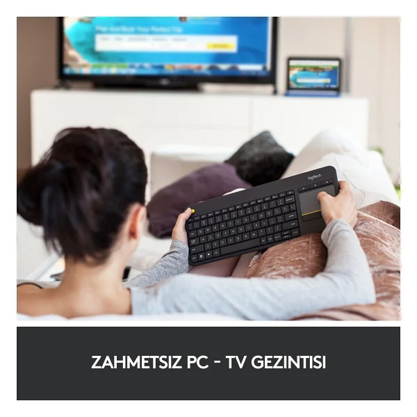 Logitech K400 Plus 920-007149 Siyah Q Kablosuz Klavye - Görsel 2