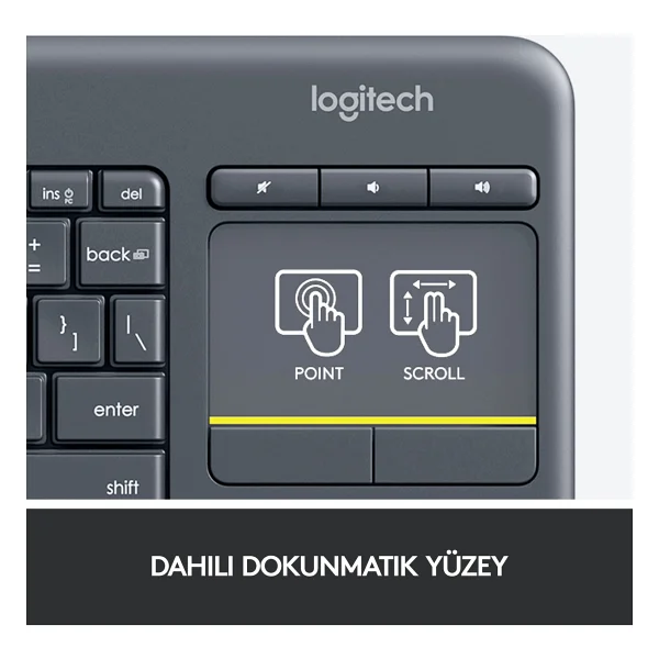 Logitech K400 Plus 920-007149 Siyah Q Kablosuz Klavye - Görsel 5