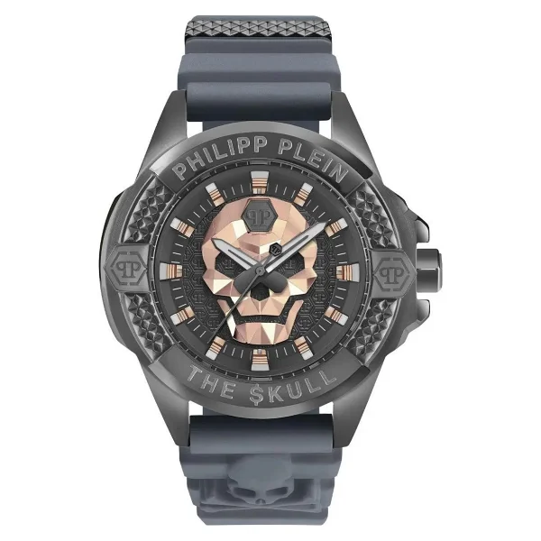 Philipp Plein The Skull PWAAA2324 Silikon Kordon Gri-Rose Gold Erkek Kol Saati - Görsel 6