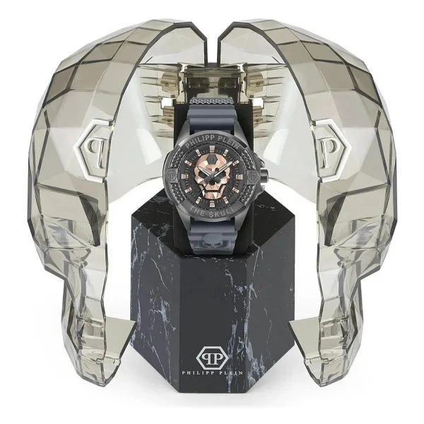 Philipp Plein The Skull PWAAA2324 Silikon Kordon Gri-Rose Gold Erkek Kol Saati - Görsel 5