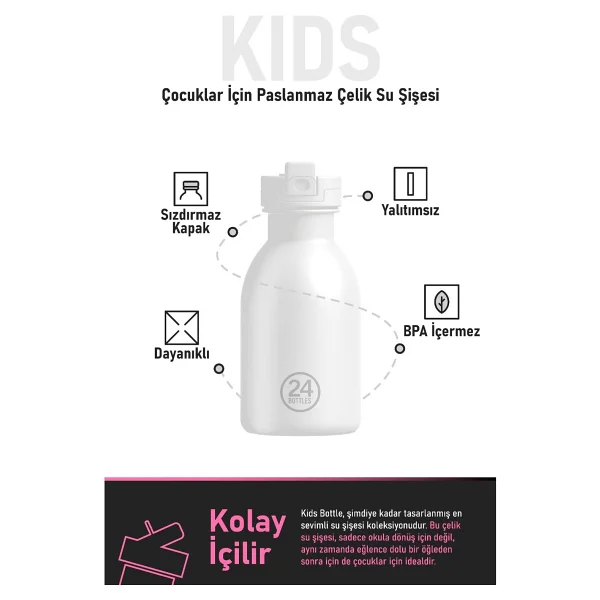 24 Bottles Kids Bottle Smart Cat Paslanmaz Çelik Çocuk Su Matarası 500 Ml - Renkli - Görsel 5