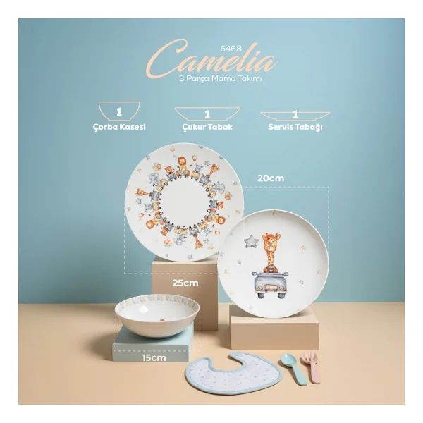 Güral Porselen Camelia 3 Parça Mama Takımı 5468 - Görsel 3