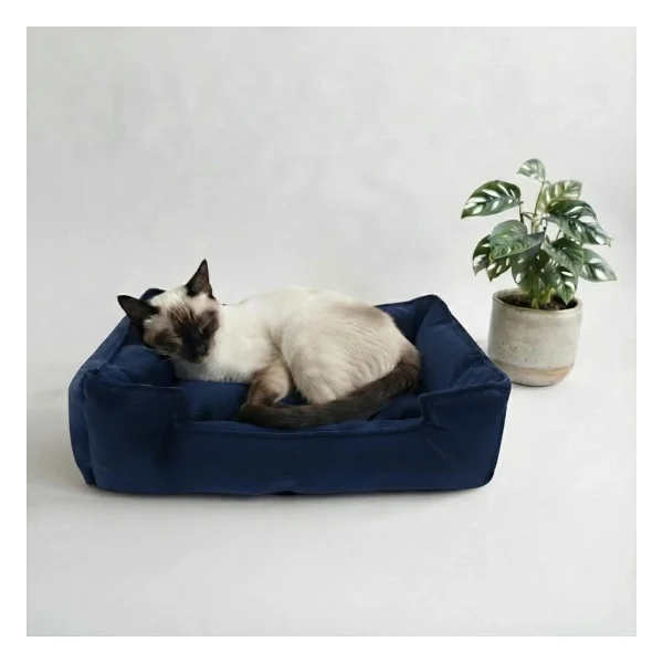 Brt Pet Kedi Yatağı 60x45 Cm Yıkanabilir Küçük Irk Köpekler Için Rahat Kullanım - Mavi - Görsel 2