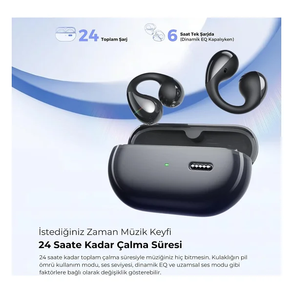 Soundpeats PearlClip Pro TWS Siyah Open Ear Bluetooth Kulaklık - Görsel 5