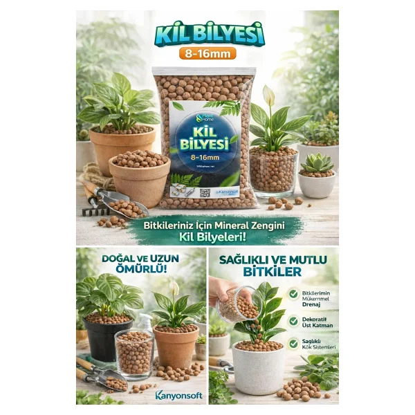 Plant Home Power Mix Bitki Bakımı İçin Doğal Kil Bilyesi (Hidroton) - Topraksız Tarım Kil Bilyesi - 3 Litre - Görsel 4