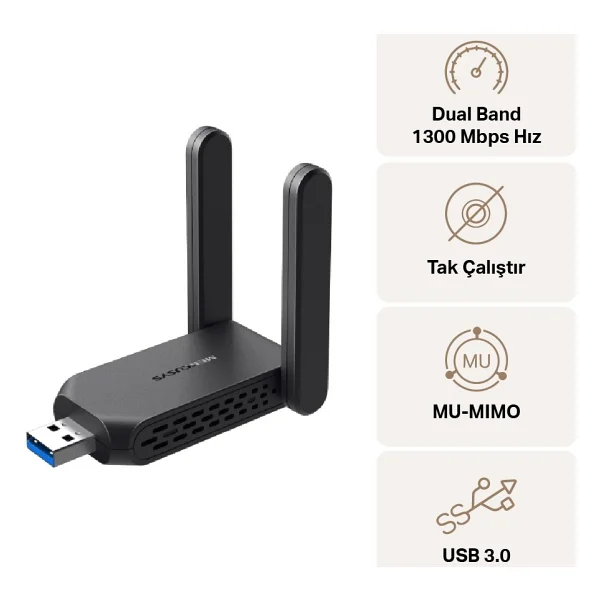 Mercusys Ma32h 1300 Mbps Kablosuz Ağ Adaptörü - Görsel 2