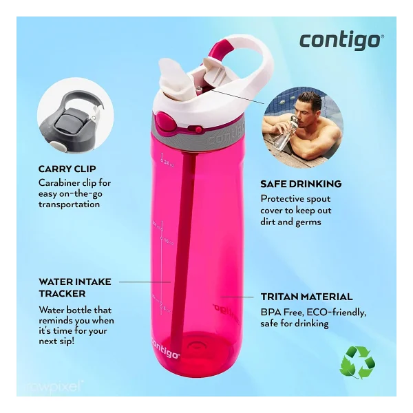Contigo Ashland Pembe 720 Ml Tritan Su Matarası - Görsel 3
