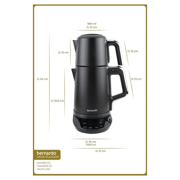 Bernardo Nova 2200 W Dijital Çelik Çay Makinesi - Görsel 2