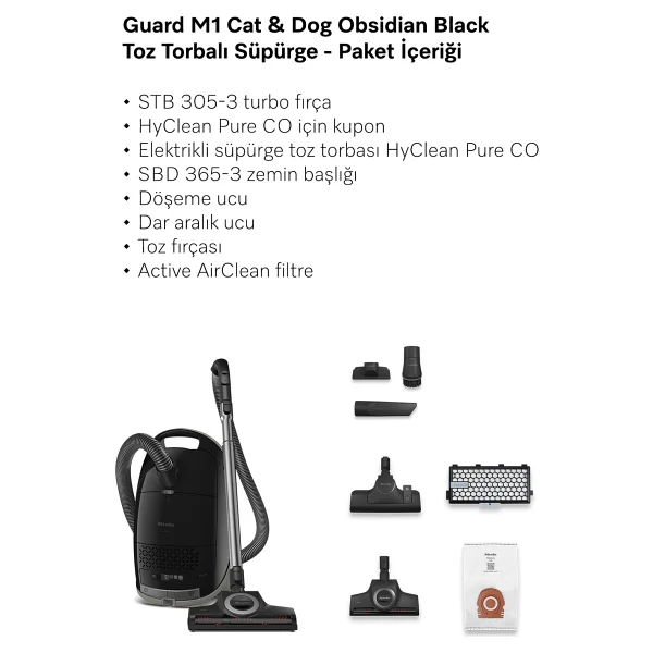 Miele Guard M1 Cat Dog Obsidian Black 890 W Toz Torbalı Süpürge - Görsel 7