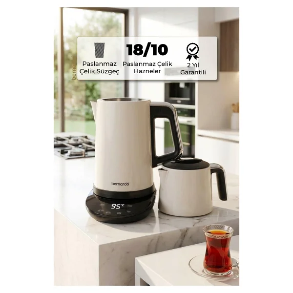 Bernardo Nova 2200 W Krem Dijital Çelik Çay Makinesi - Görsel 6